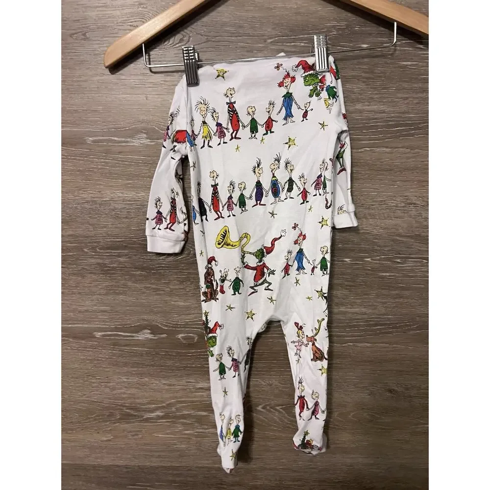 Pottery Barn Kids 9-12 M Dr.Seuss’s Grinch Nursery One Piece Pajama #6625
